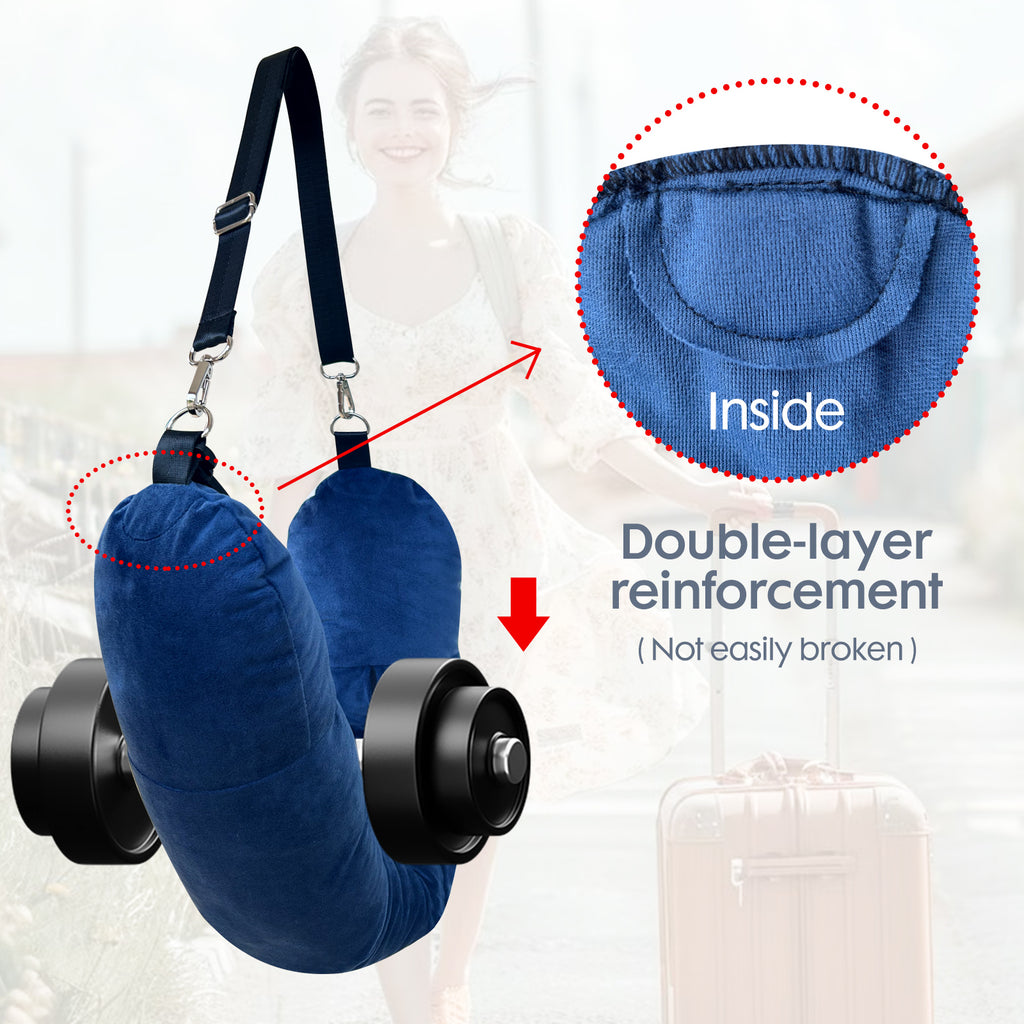 Stuffable Travel Neck Pillow Cover - Fill with Clothes, Sea Blue